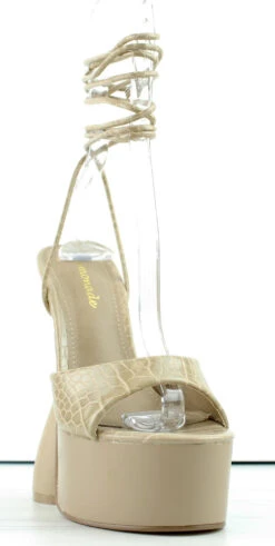 Bite Me Womens Platform Cylinder Wrap Up Sandals