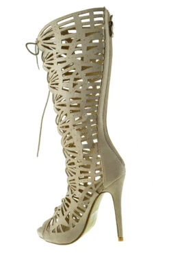 Forever BLOSSOM 16 Womens Cut Out Lace Up Zipper Gladiator High Heels 11 Forever BLOSSOM 16 Womens Cut Out Lace Up Zipper Gladiator High Heels -Bamboo Store Blossom16Beige 3