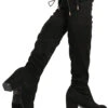 Bonita-02 OK Women's Drawstring Over The Knee Round Toe Boots -Bamboo Store Bonita02Black 2