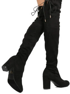 Bonita-02 OK Women's Drawstring Over The Knee Round Toe Boots