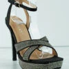Forever Bonus 22 Women's Platform Rhinestone Cross Band Stiletto Heels -Bamboo Store Bonus22Black