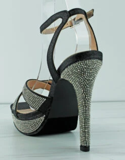 Forever Bonus 22 Women's Platform Rhinestone Cross Band Stiletto Heels -Bamboo Store Bonus22Black 3