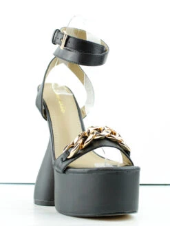 Can You Keep Up WomensChain Accent Cylinder Platform Heel Sandals