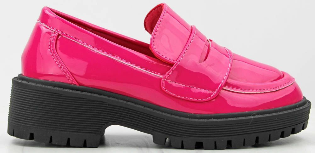 Chief 60K Little Girl's Patent Chunky Lug Sole Loafers 4 Chief 60K Little Girl's Patent Chunky Lug Sole Loafers - Image 2