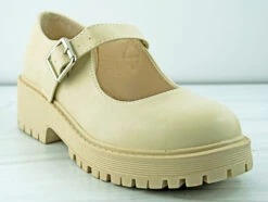 Forever Chief 58 Women's Platform Buckle Accented Lug Sole Shoes -Bamboo Store Chief58Bone 1