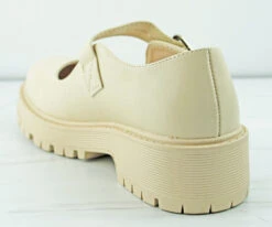 Forever Chief 58 Women's Platform Buckle Accented Lug Sole Shoes -Bamboo Store Chief58Bone 3