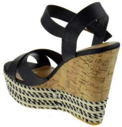 Bamboo Choice 47 Womens High Heel Strappy Cork Wedges -Bamboo Store Choice47Black 3