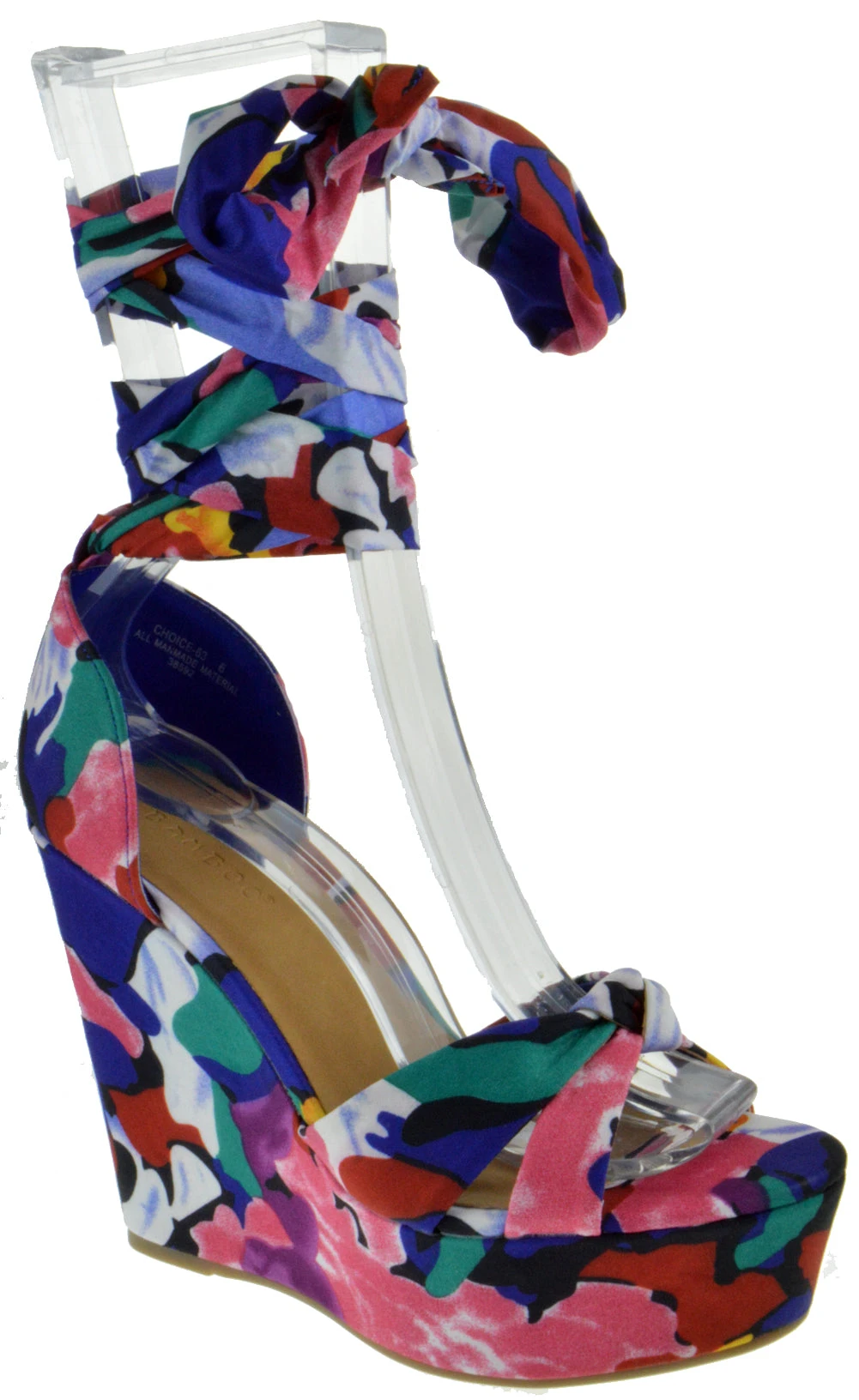 Bamboo Choice 63 Womens Floral Wrap High Heel Wedges 7 Bamboo Choice 63 Womens Floral Wrap High Heel Wedges - Image 5
