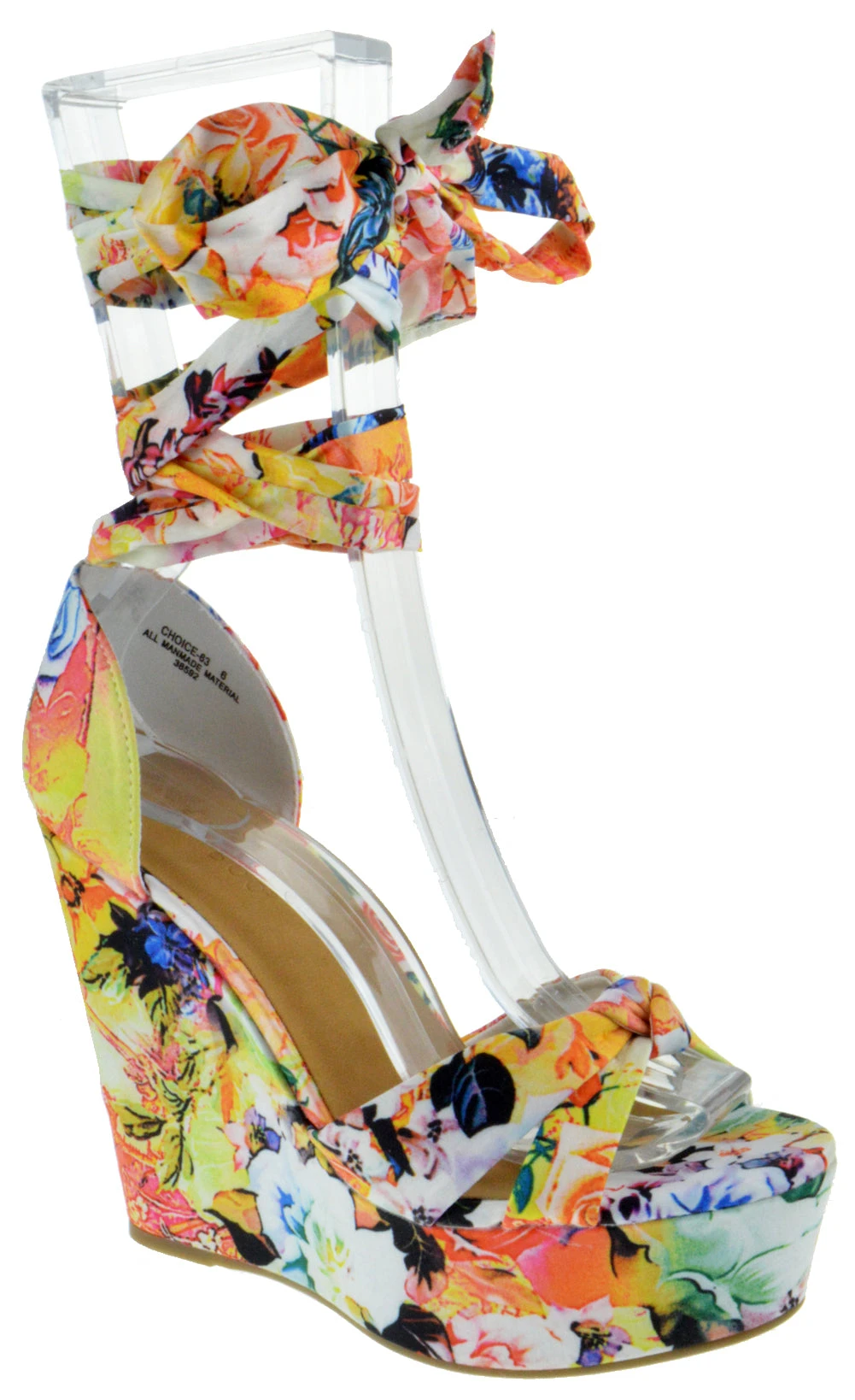 Bamboo Choice 63 Womens Floral Wrap High Heel Wedges 3 Bamboo Choice 63 Womens Floral Wrap High Heel Wedges
