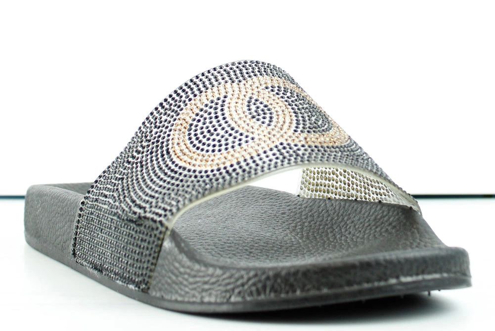 Circle 100 Womens Wide Rhinestone Strap Slip On Sandals 9 Circle 100 Womens Wide Rhinestone Strap Slip On Sandals - Image 7