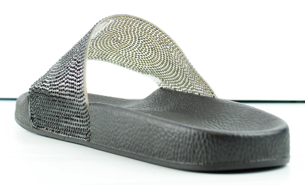 Circle 100 Womens Wide Rhinestone Strap Slip On Sandals 11 Circle 100 Womens Wide Rhinestone Strap Slip On Sandals - Image 9