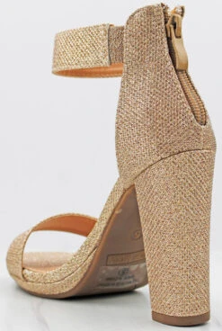 Claire-1 Womens Block High Heeled Open Toe Sandals -Bamboo Store Claire 1 Champagne 2