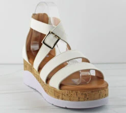 Class 20 Women's Double Band Buckle Embellished Platform Sandals