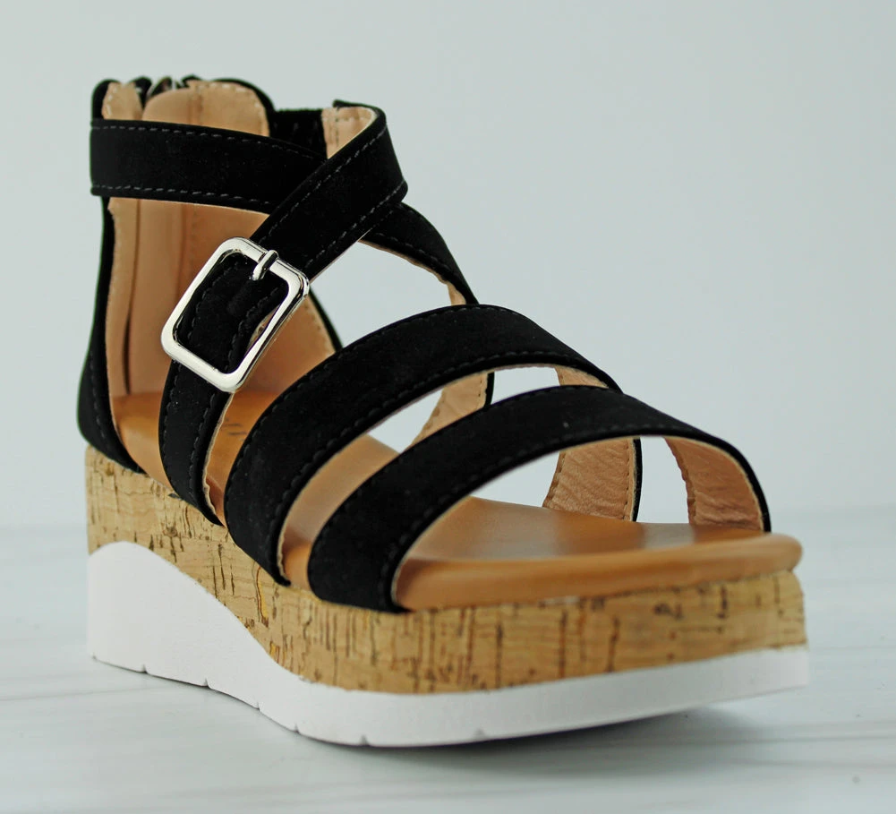 Class 20K Little Girl's Double Band Buckle Embellished Platform Sandals 3 Class 20K Little Girl's Double Band Buckle Embellished Platform Sandals