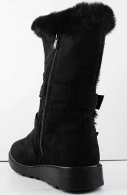 Coleen 36 Women's Fur Lined Double Buckle Suede Zip Up Boots -Bamboo Store Coleen99 1