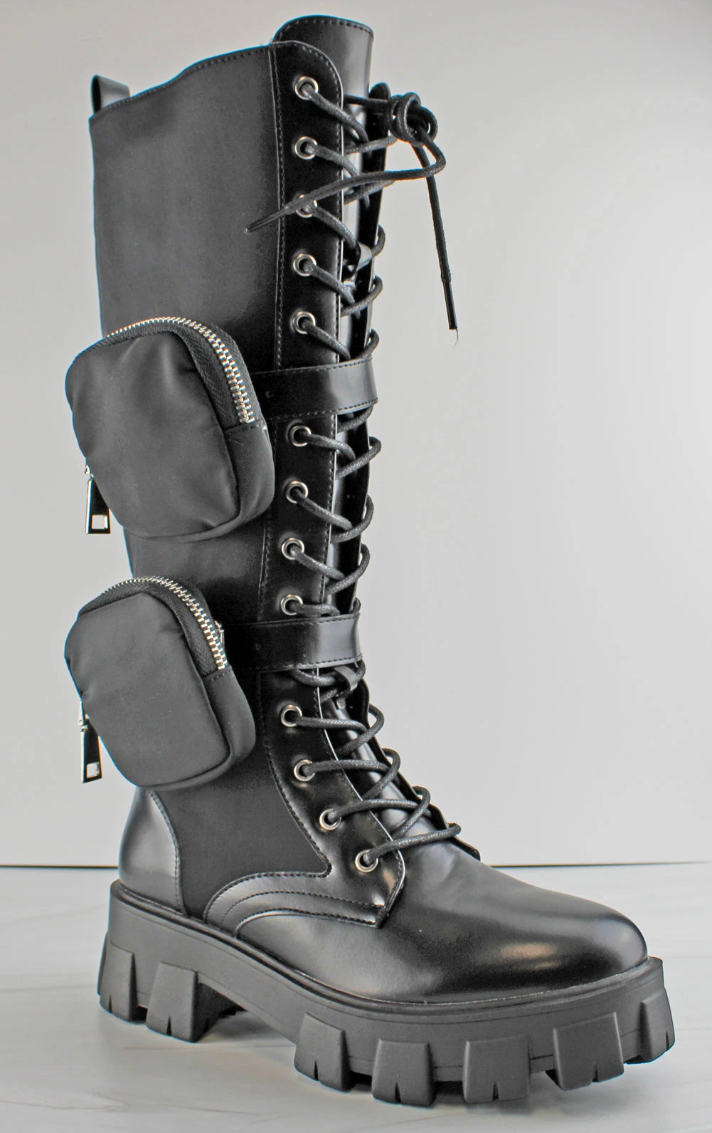 COMPACT-03 HI Women's Knee High Double Pouch Combat Boots 6 COMPACT-03 HI Women's Knee High Double Pouch Combat Boots - Image 4