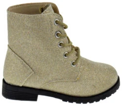 Cori Little Girls Rhinestone Lace Up Combat Boot -Bamboo Store CoriChampagne 2