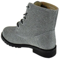 Cori Little Girls Rhinestone Lace Up Combat Boot -Bamboo Store CoriPewter 3