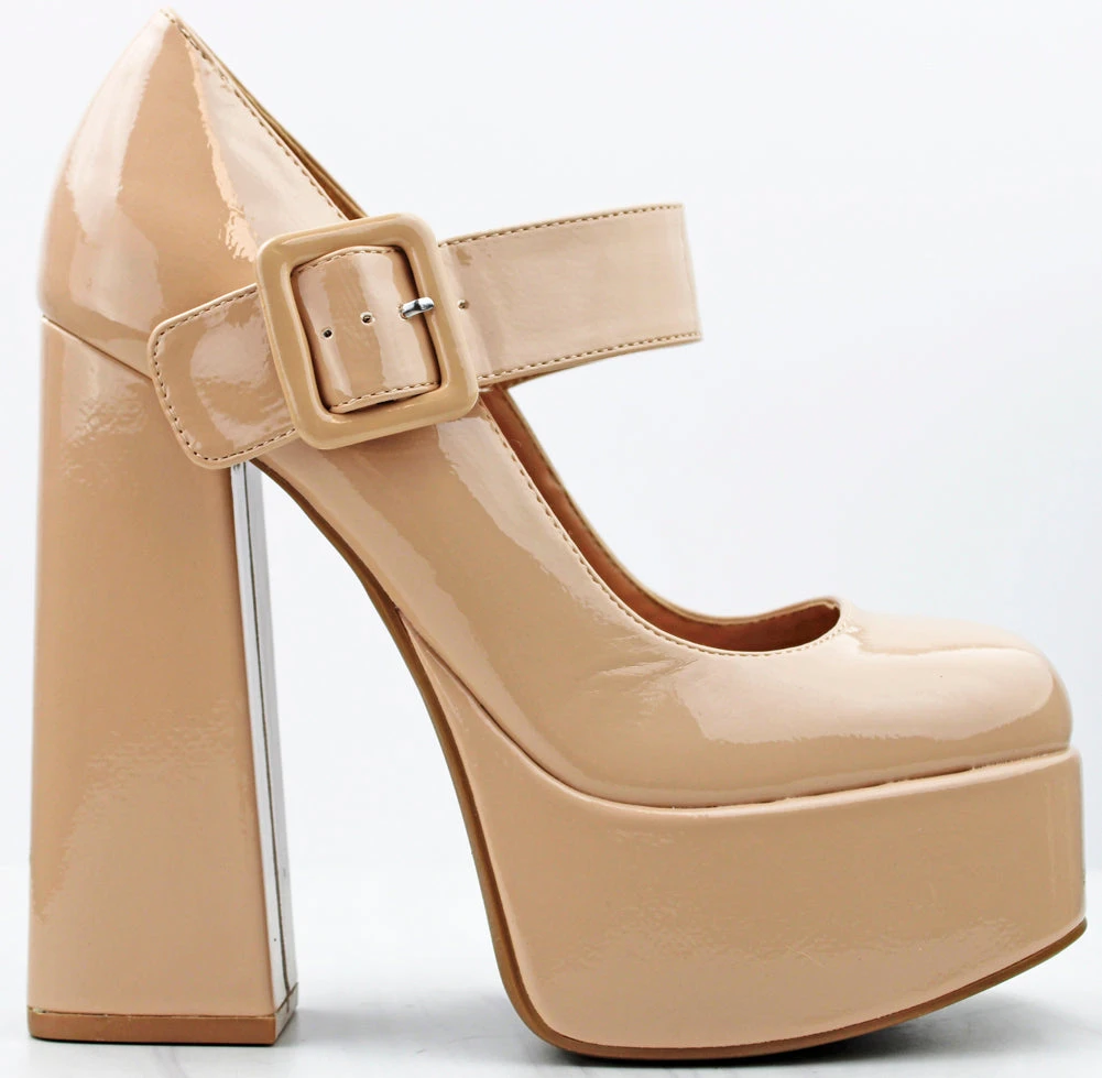 Bamboo Crane 09 Women's Platform Buckled Mary Jane Heel Pumps 4 Bamboo Crane 09 Women's Platform Buckled Mary Jane Heel Pumps - Image 2