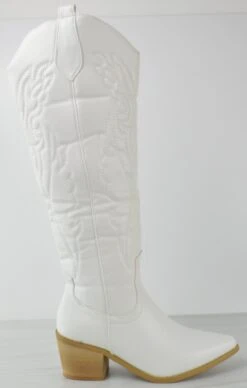 Dallas Women's Western Fashion Tall Cowboy Booties 12 Dallas Women's Western Fashion Tall Cowboy Booties -Bamboo Store DallasWhite 1