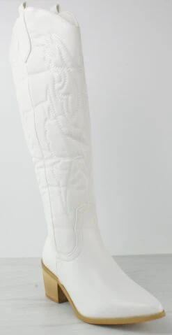 Dallas Women's Western Fashion Tall Cowboy Booties 11 Dallas Women's Western Fashion Tall Cowboy Booties -Bamboo Store DallasWhite 3