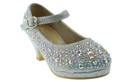 Dana 58K Girl's Rhinestone Mary Jane Dress Pumps -Bamboo Store Dana58kSilver 2