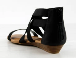 Forever Danielle 74 Womens Criss Cross Strappy Ankle Open Toe Wedged Sandals -Bamboo Store Danielle74Black 3