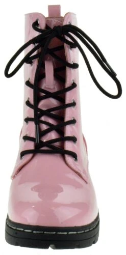 Declyn 01 Womens Patent 2 Color Lace Combat Boots Candy Red 11 -Bamboo Store DeclynLemonade 3