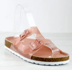 Defeat 68 Womens Double Strap Buckle Embellished Foot Bed Sandals