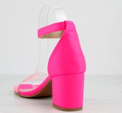 Diamond 3 Womens Open Toe Lucite Upper Strap Chunky Heels -Bamboo Store Diamond3HotPink 3