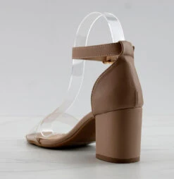 Diamond 3 Womens Open Toe Lucite Upper Strap Chunky Heels -Bamboo Store Diamond3Nude 3