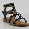 Forever Ding 41 Womens Spike Embellished Straps Short Gladiator Sandals -Bamboo Store Ding41Black 1