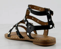 Forever Ding 41 Womens Spike Embellished Straps Short Gladiator Sandals -Bamboo Store Ding41Black 3