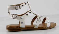 Forever Ding 41 Womens Spike Embellished Straps Short Gladiator Sandals -Bamboo Store Ding41White 2