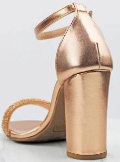 Doc 1 Women's Strappy Rhinestone Dress Chunky Heels -Bamboo Store Doc 1 RoseGoldPU 2
