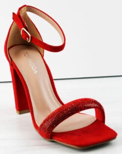 Doc 1 Women's Strappy Rhinestone Dress Chunky Heels -Bamboo Store Doc1 1