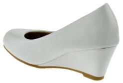 Doris 23k Girl's Wedge Ballet Flat -Bamboo Store Doris23kWhitePU 3