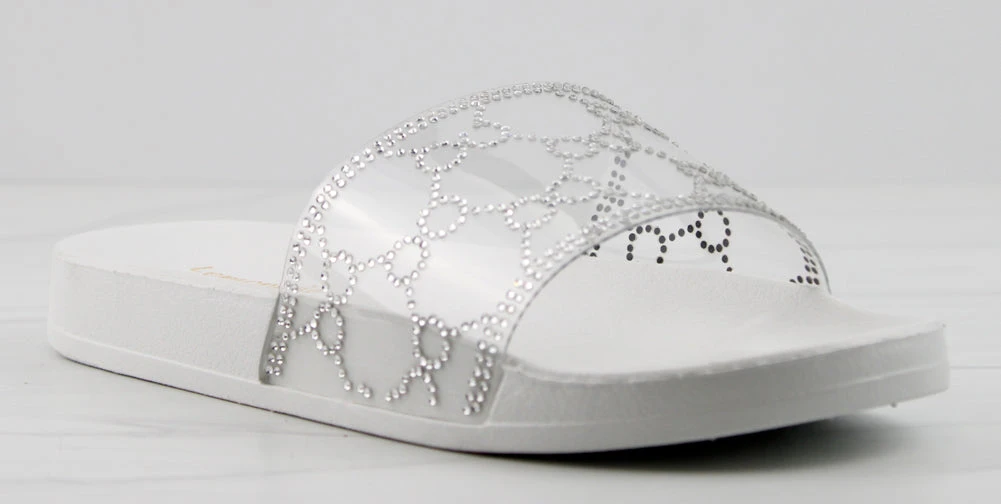 Extra Fly Womens Lucite Strap Rhinestone Embellished Slides 9 Extra Fly Womens Lucite Strap Rhinestone Embellished Slides - Image 7