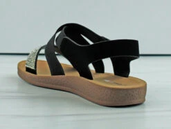 Edie-71k Little Girls Comfort Elastic Cross Strap Rhinestone Sandals -Bamboo Store Edie 71k 1