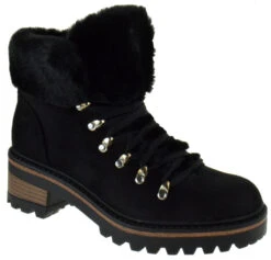 Bamboo Edison 05 Womens Lug Sole Fur Combat Boots