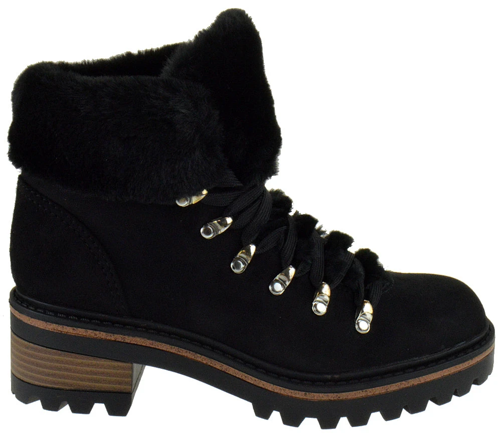Bamboo Edison 05 Womens Lug Sole Fur Combat Boots 4 Bamboo Edison 05 Womens Lug Sole Fur Combat Boots - Image 2