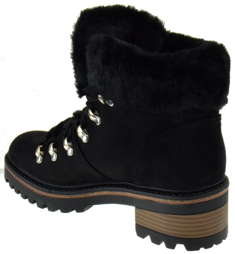 Bamboo Edison 05 Womens Lug Sole Fur Combat Boots 5 Bamboo Edison 05 Womens Lug Sole Fur Combat Boots - Image 3