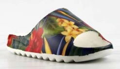 Elina Womens Decorative Casual Horizontal Grooved Outsole Slides -Bamboo Store ElinaFloral 1