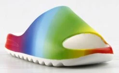 Elina Womens Decorative Casual Horizontal Grooved Outsole Slides -Bamboo Store ElinaRainbow 1