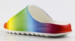 Elina Womens Decorative Casual Horizontal Grooved Outsole Slides -Bamboo Store ElinaRainbow 3