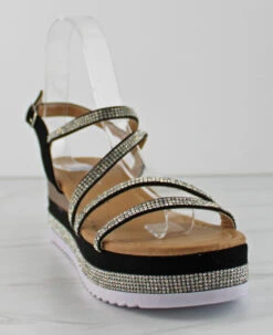 Forever Ellie 15 Women's Rhinestone Cross Band Platform Sandals