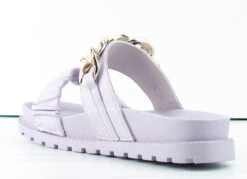 Elza Womens Double Strap Chain Accent Slip On Sandals -Bamboo Store Elza 6