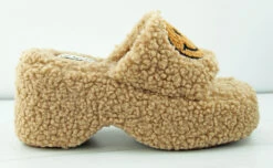 Envy 8 Women's Smiley Face Sherpa Platform Comfort Slippers -Bamboo Store Envy8Camel 2