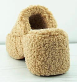 Envy 8 Women's Smiley Face Sherpa Platform Comfort Slippers -Bamboo Store Envy8Camel 3