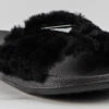 Essential Women's Cross Band Fluffy Slip On Comfort Slippers -Bamboo Store EssentialBlack